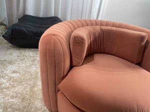 เก้าอี้ห้องนั่งเล่นสไตล์นอร์ดิกสำหรับพักผ่อนเฟอร์นิเจอร์ในบ้านเก้าอี้เท้าแขนทำจากไม้แอชเก้าอี้โซฟาผ้ากำมะหยี่เน้นทันสมัย - Product Image 3