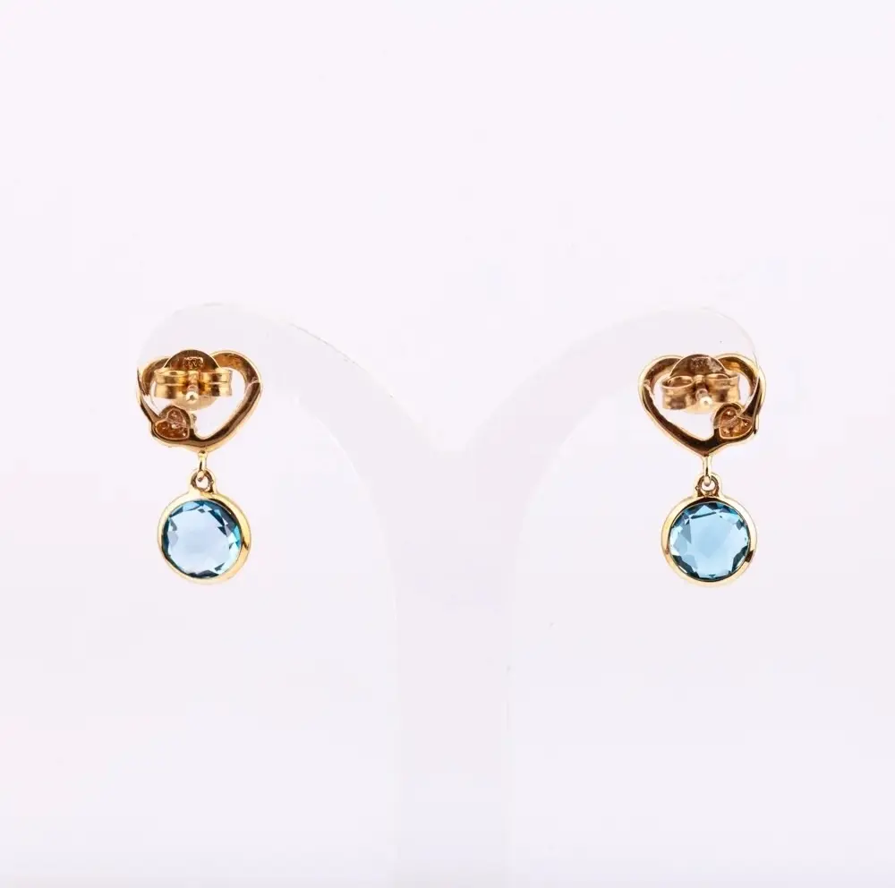 High Quality 2024 Design 14K gold plated silver 925 earring with diamond sky blue topaz earrings factory price from Thailand