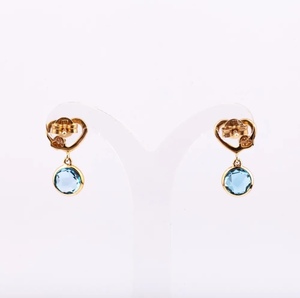 Pendientes de plata chapada en oro de 14K 925, diseño de alta calidad 2024, bonitos diamantes de Topacio azul cielo para fiestas, precio de fábrica de Tailandia - Product Image 1