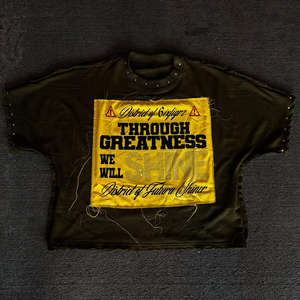 Camiseta Corta Personalizada para Hombre, Tejida, con Parches, Estilo Desgastado, Corte Cuadrado, Mangas Cortas, Impresión Serigrafiada, Bordado, Apliques, Pedrería, 100% - Product Image 3