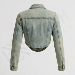 Veste en jean vintage pour femmes, mode automne, manches longues, boutonnée, veste en jean personnalisée pour femmes, vêtements de rue, haut, couleur personnalisée - Product Image 2