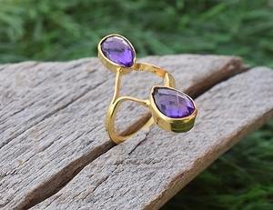 Clásico mejor diseño hecho a mano amatista piedra preciosa cabujón anillo 925 sólida plata esterlina 925 Plata estampada joyería de plata de moda - Product Image 4