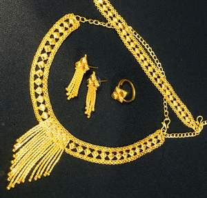 Dubai 24K Gold Colour Jewellery Sets for African Women Wedding Gift Necklace Drop <b>Earring</b> Bracelet - Product Image 3