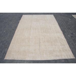 พรมตุรกีวินเทจ ขนาด 7.3x10.8 ฟุต (222x330 ซม.) พรมขนสัตว์ลายดอกไม้สีเบจ - Product Image 1