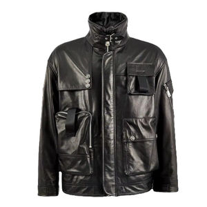 Chaqueta de bombardero de cuero informal para hombre con diseño de logotipo personalizado de calidad superior de cuero de talla grande al por mayor nueva - Product Image 3
