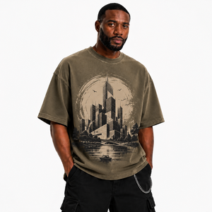 เสื้อยืดโอเวอร์ไซส์สีเขียวมะกอกเข้มลายพิมพ์นกอีกา แขนสั้น สไตล์สตรีทแวร์ คอกลม ผ้าฝ้ายแคนวาส เป็นมิตรกับสิ่งแวดล้อม ระบายอากาศได้ดี - Product Image 2