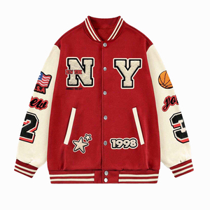 Moda para hombre Varsity Jacket Mezcla de lana Manga de cuero Béisbol Bomber Prendas de abrigo para deportes y ropa de calle - Product Image 1