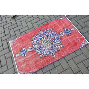 พรมตุรกี, พรมวินเทจขนาด 2.5x4.1 ฟุต, พรมขนสัตว์สีแดงไล่เฉด - Product Image 2