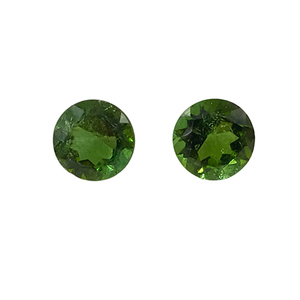 Paire assortie de pierres précieuses naturelles de tourmaline verte, taille brillant rond, facettées et calibrées, pour boutons de manchette et clous sur mesure - Product Image 5