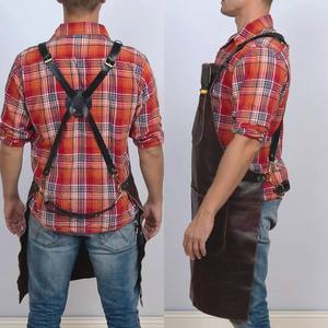 Delantal de cuero personalizado para peluquero Delantal de cuero marrón para el hogar y la cocina - Product Image 4