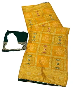 Сари Новый трендный сари с последовательностью, уникальный наряд, модная вышитая Рабочая сари из органзы с тяжелой блузкой