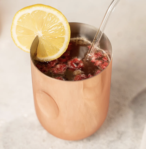 Vaso Irrompible Divris 100% Cobre Puro, Diseño Minimalista con Detalle de Limón, Doble Pared, Apto para Contacto con Alimentos, para Hogar y Oficina - Product Image 4
