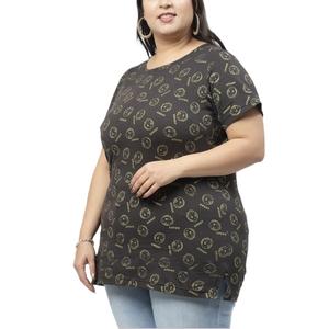 T-shirt décontracté imprimé sur tout pour femmes grande taille 100% coton jersey respirant solide prix de gros de fabrication Bangladesh - Product Image 4