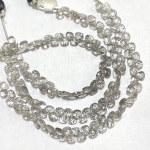 Venta al por mayor 4,5-5MM negro rutilo facetado pequeño corazón forma Briolette piedra cuentas piedras preciosas naturales suministros de joyería - Product Image 3