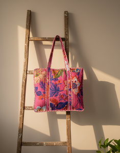 Bolsos de mano Vintage para mujer con cierre de cremallera resistente al agua de algodón estampado personalizado acolchado indio de moda - Product Image 4