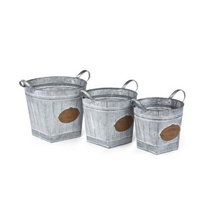 <b>Tall</b> Galvanized Planter with Built-<b>in</b> Drainage Holes for Healthy <b>Plant</b> Growth <b>in</b> Indoor or Outdoor Home Gardens - Product Image 1