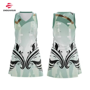 Youth High Quality Netball Performance <b>Dresses</b> Green and White Breathable Polyester Material - Product Image 2