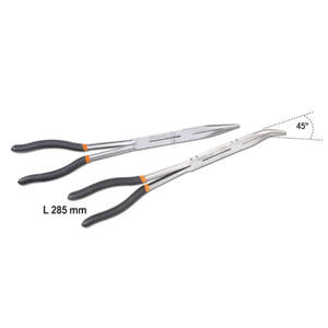 Lot de 2 pinces à bec demi-rondes extra-longues à double articulation avec extrémités moletées - Product Image 1