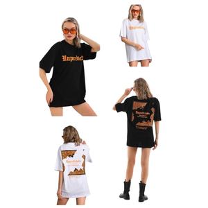 T-shirt streetwear oversize d'été avec logo diamants imprimé, grande taille, coton épais, pour femme et unisexe - Product Image 4