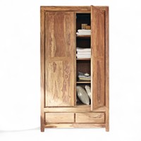 Armoire de chambre suspendue moderne autoportante en bois de teck massif, conçue sur mesure, à 2 portes verrouillables, amovible, pour hôpital et atelier