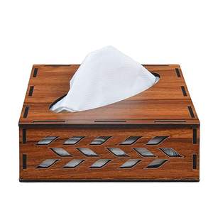กล่องใส่กระดาษทิชชูไม้ งานฝีมือ ทนทานยาวนาน กล่องทิชชูไม้พิมพ์ลายศิลปะสไตล์โบโฮ จาก HAND MADE CRAFT - Product Image 4