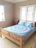 Parure de lit Mandala Bohème Indien avec drap plat, 2 taies d'oreiller, 300 fils/cm², en coton biologique écologique, style hippie