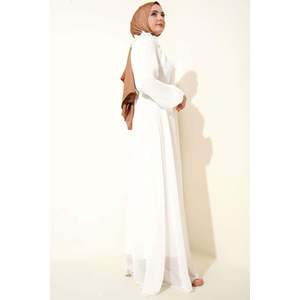 Robe à Manches Plissées Blanc - Product Image 2