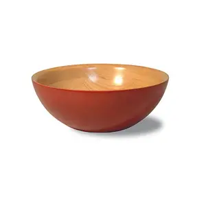 Mangkuk bulat ukuran besar, mangkuk adonan dekoratif mangkuk kayu alat makan peralatan rumah tangga