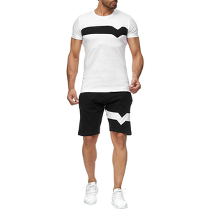 Conjunto Deportivo de Verano para Hombre, 2 Piezas, Talla Grande, Sudadera y Pantalones Cortos de Felpa Vintage, Poliéster/Algodón, 340g, Transpirable, Secado Rápido - Product Image 1