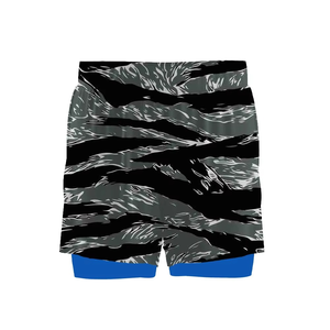 กางเกงขาสั้นชายหาดฮิปฮอปสองชั้นสำหรับผู้ชายแห้งเร็วและใส่สบายพิมพ์ลายต้นไม้สีน้ำตาลเขียว - Product Image 1