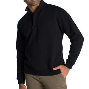 Sudadera de media cremallera con cuello redondo de algodón orgánico 100% para hombre, sudadera en blanco de estilo de invierno con cremallera y hombros caídos de talla grande en Nurak - Product Image 1