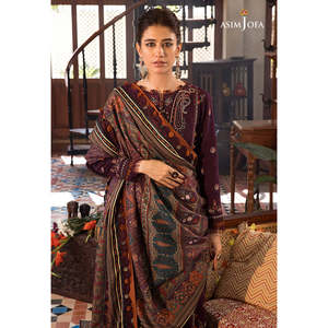 Asim Jofa Presenta un Conjunto de Camisa Bordada de Chifón Estilo Bohemio para Primavera/Verano con Dupatta y Pantalones - Product Image 6