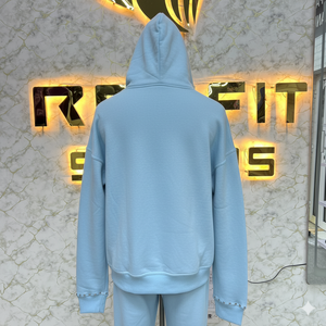 Sudadera con Capucha y Cremallera, Estilo Desgastado, con Pedrería, Lavado Ácido, para Hombre, Ropa Urbana de Forro Polar, Servicios OEM de Bajo Costo y Buen Material - Product Image 4