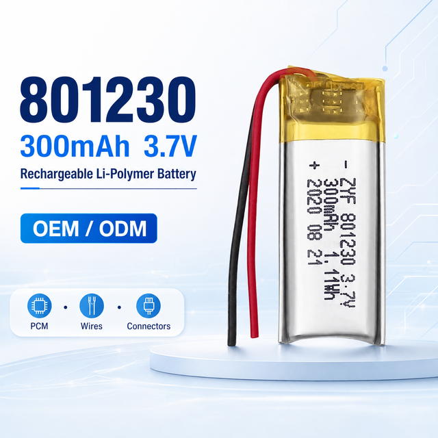 Factory Supply 3.7V 300mAh 8*12*30 Lithium Ion Polymer Battery Mini Rechargeable Pouch Cell for Wearable Tracker and IoT Device