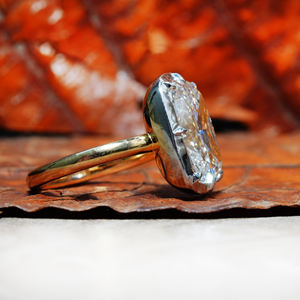 5.0 Ct <b>Cushion</b> Cut Lab Grown Diamond Engagement Ring Bezel Set Yellow Gold CVD IGI Certified 14K Bohemian Style VS Clarity - Product Image 3