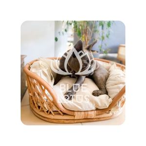 Lit pour animaux de compagnie en rotin Gem Le HOT SALE Blue Lotus 2025, lit luxueux tissé à la main, confortable, sûr et respirant - Product Image 1