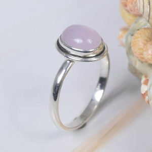 Bague en pierres précieuses de mode pour filles faite à la main Quartz rose naturel bague en argent sterling massif 925 pour femmes et cadeaux bijoux estampillés - Product Image 2