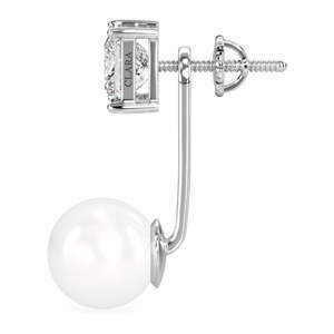 Pendientes CLARA de Plata de Ley 925 con Cierre de Rosca, con Circonita Suiza y Perla con Baño de Rodio, Separables, Regalo para Mujeres y Niñas - Product Image 3