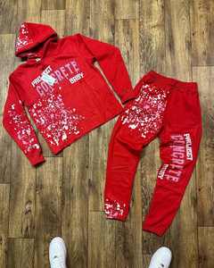 Custom Sun Faded Zip up Terry Mujeres Bordado Chándales Set Oversized Flare Pants Mujeres Rhinestone Chándal - Product Image 1