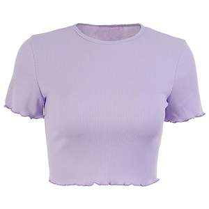 LimSlim Fit-camisetas de cuello redondo para mujer, material de mezcla de algodón elástico, transpirable y agradable a la piel - Product Image 1