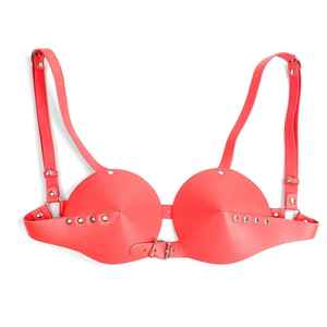 Sujetador de cuero para mujer de talla grande para adultos transpirable ligero teñido liso con logotipo frontal estilo simple - Product Image 1