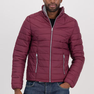 Custom Ultralight Zipper Men's Puffer Jacket Quilted Winter Coat Filling Stand Collar Pattern <b>Outdoor</b> Jacket - Product Image 1