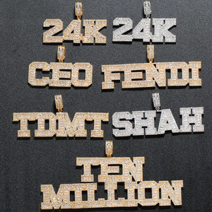 Collar con colgante de diamante estilo Hip Hop de oro de 18 quilates con nombre personalizado - Product Image 4