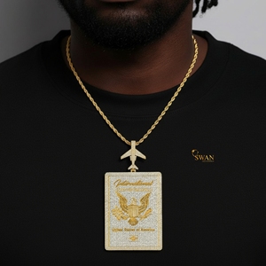 Elegante collar con colgante de pasaporte y avión de diamante cultivado en laboratorio de plata 925, joyería de Hip Hop helada, regalo único para él - Product Image 5