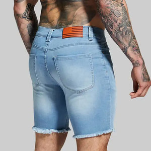 Custom Design Quick Drying Button <b>Zipper</b> Fly Denim <b>Shorts</b> Wholesale Vintage Wash Summer Denim <b>Shorts</b> - Product Image 5