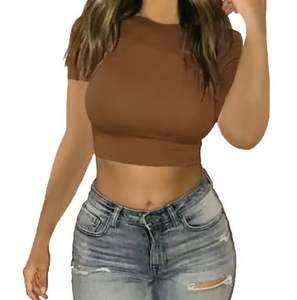 Camisetas recortadas de manga raglán con logotipo personalizado para mujer, camisetas cortas de manga corta en contraste - Product Image 4