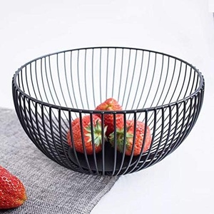 Corbeille à fruits moderne en métal au design classique noir pour un rangement et une présentation élégants sur le comptoir - Product Image 2