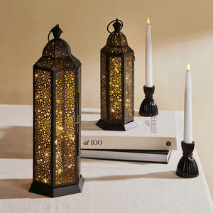 Lanternes en métal marocaines faites à la main de haute qualité, décoration d'intérieur, Noël, Ramadan, Eid, lanternes à motifs étoilés - Product Image 3