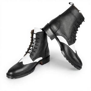 Botas de Tobillo con Cordones de Cuero para Hombre, Diseño Clásico Vintage, Suela de Goma Resistente, Moda para Caballero - Product Image 1