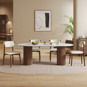 เก้าอี้รับประทานอาหารหนังแบบนอร์ดิกที่ทันสมัยพร้อมกรอบไม้ที่เป็นของแข็งพนักพิงที่เหมาะกับสรีระและที่นั่งหุ้มเบาะที่สะดวกสบายสำหรับบ้านและคาเฟ่ - Product Image 5